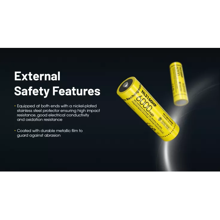 Nitecore 21700 Li-ion High Performance Battery 6000mAH for AOI P1-Series Strobes NL2160HP