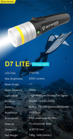 Skywoods 2000 Lumen Dive Torch D7 Lite