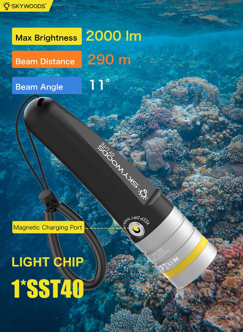 Skywoods 2000 Lumen Dive Torch D7 Lite