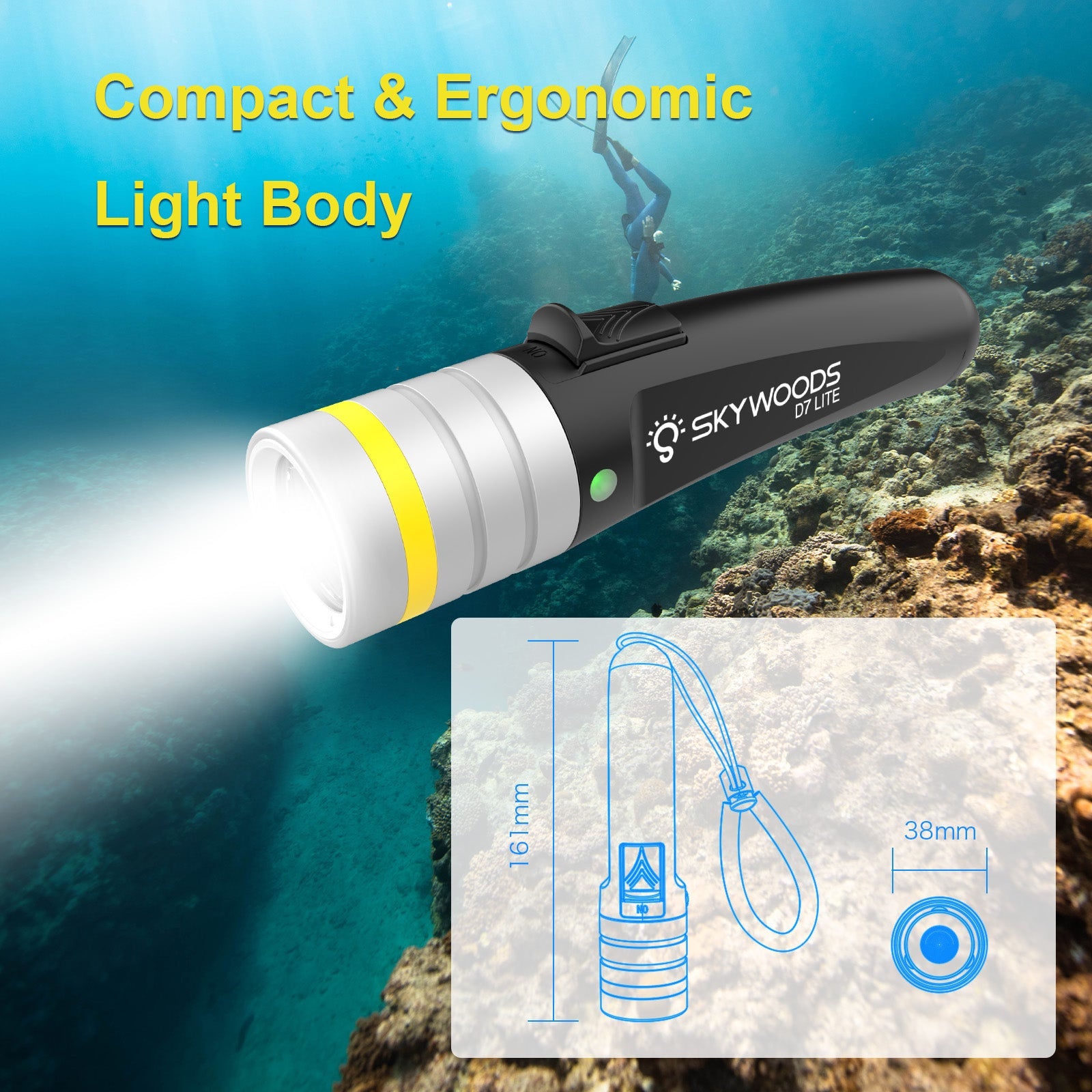 Skywoods 2000 Lumen Dive Torch D7 Lite