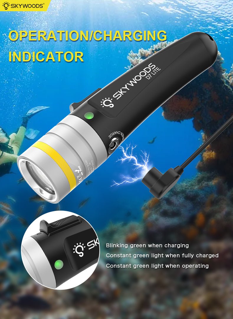 Skywoods 2000 Lumen Dive Torch D7 Lite