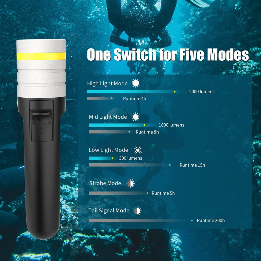 Skywoods 2000 Lumen Dive Torch D7 Lite