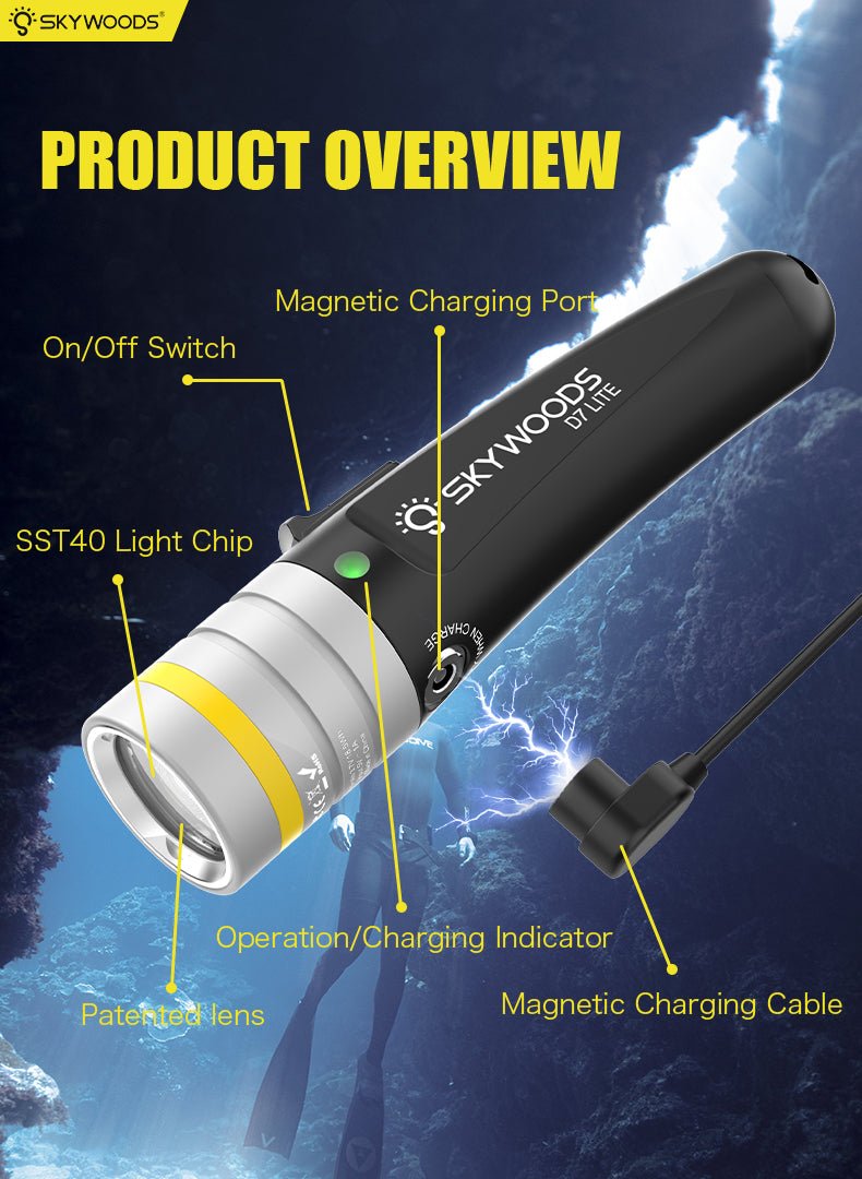 Skywoods 2000 Lumen Dive Torch D7 Lite