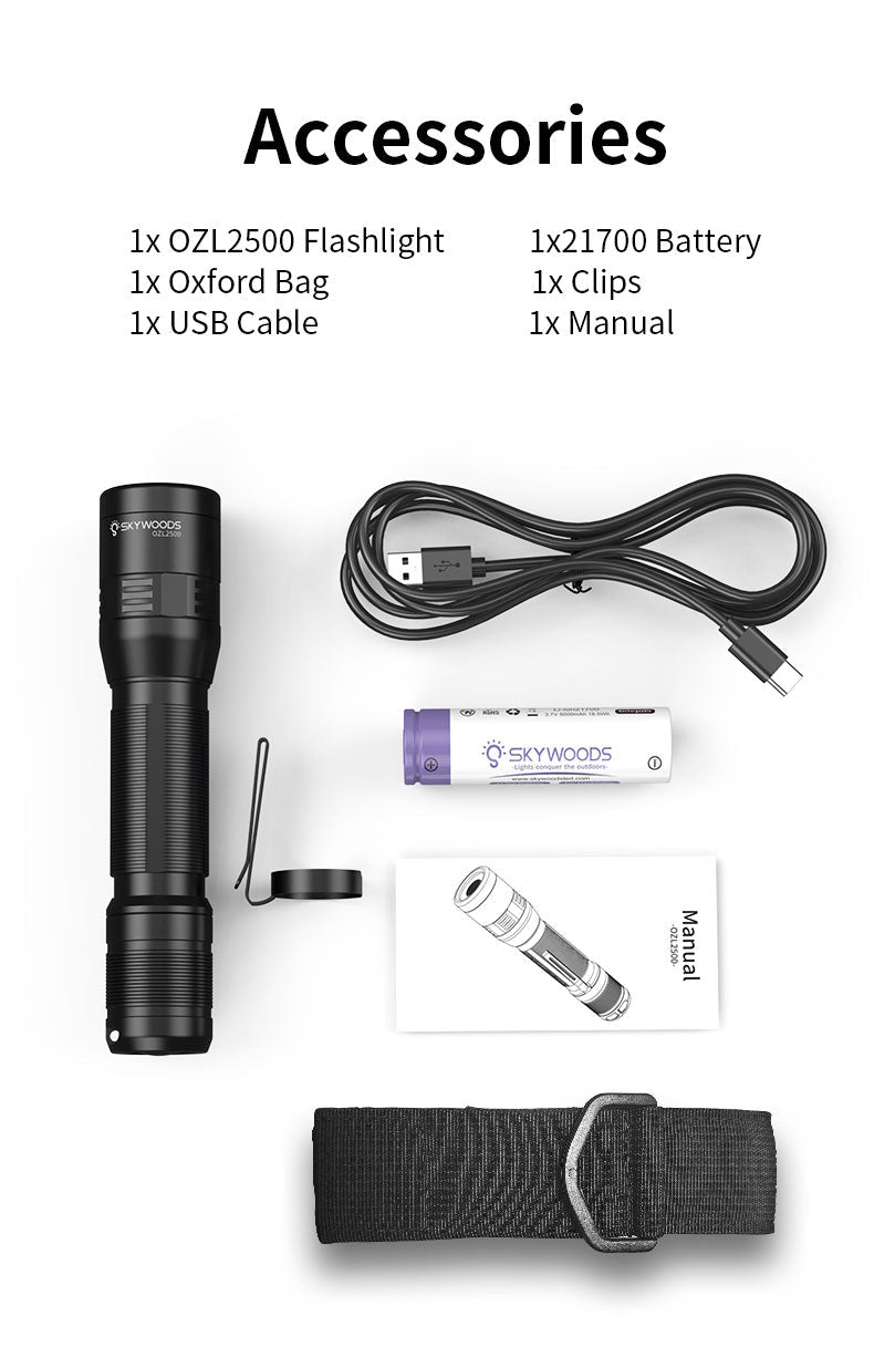 Skywoods 2500 Lumen Zoomable Torch Light OZL2500