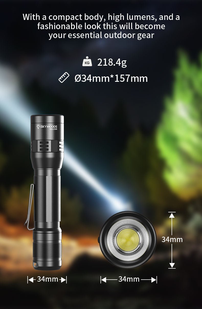 Skywoods 2500 Lumen Zoomable Torch Light OZL2500