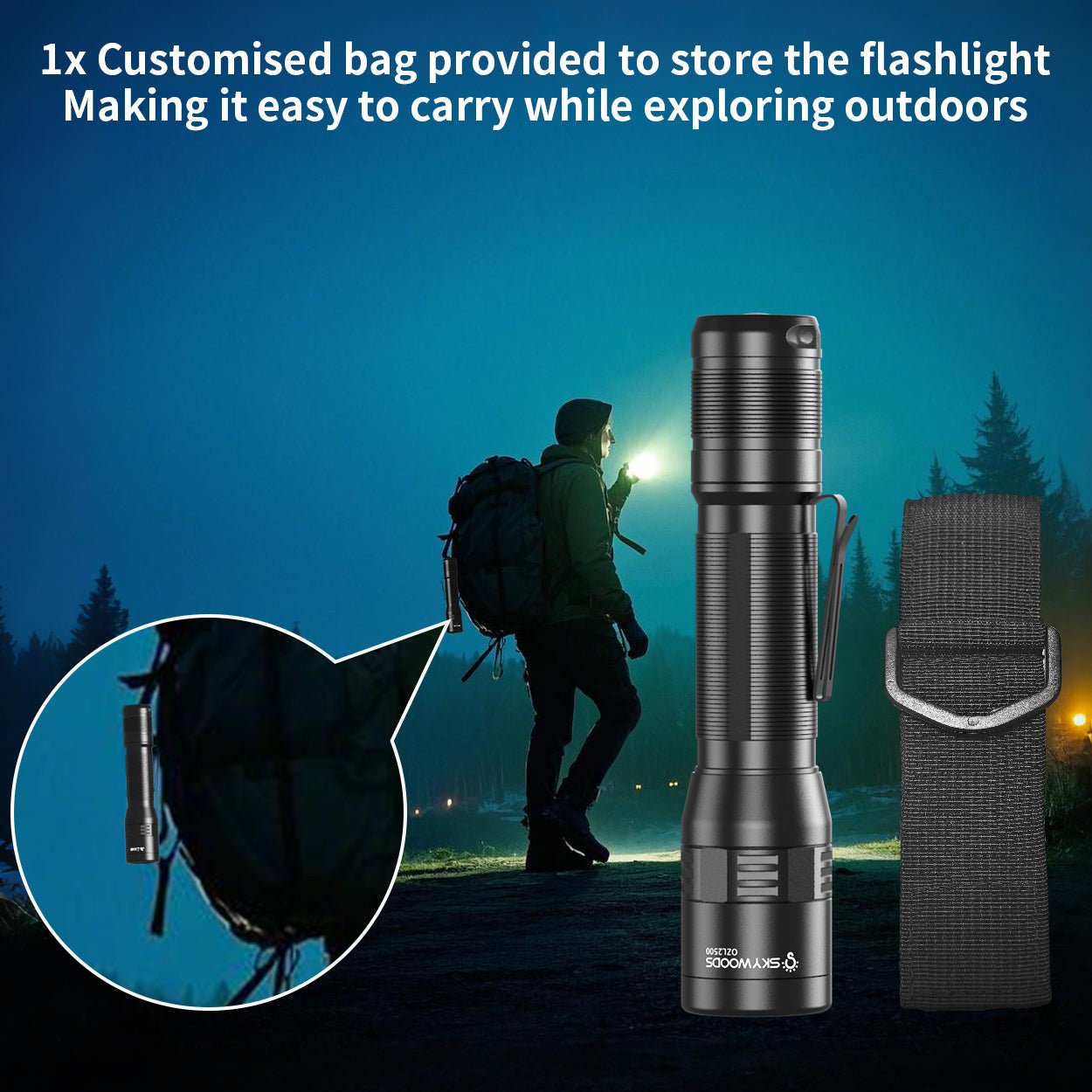 Skywoods 2500 Lumen Zoomable Torch Light OZL2500