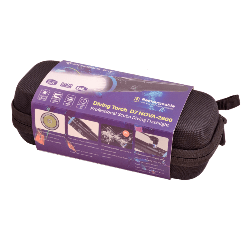 Skywoods 2600 Lumen Professional SCUBA Dive Torch D7 Nova
