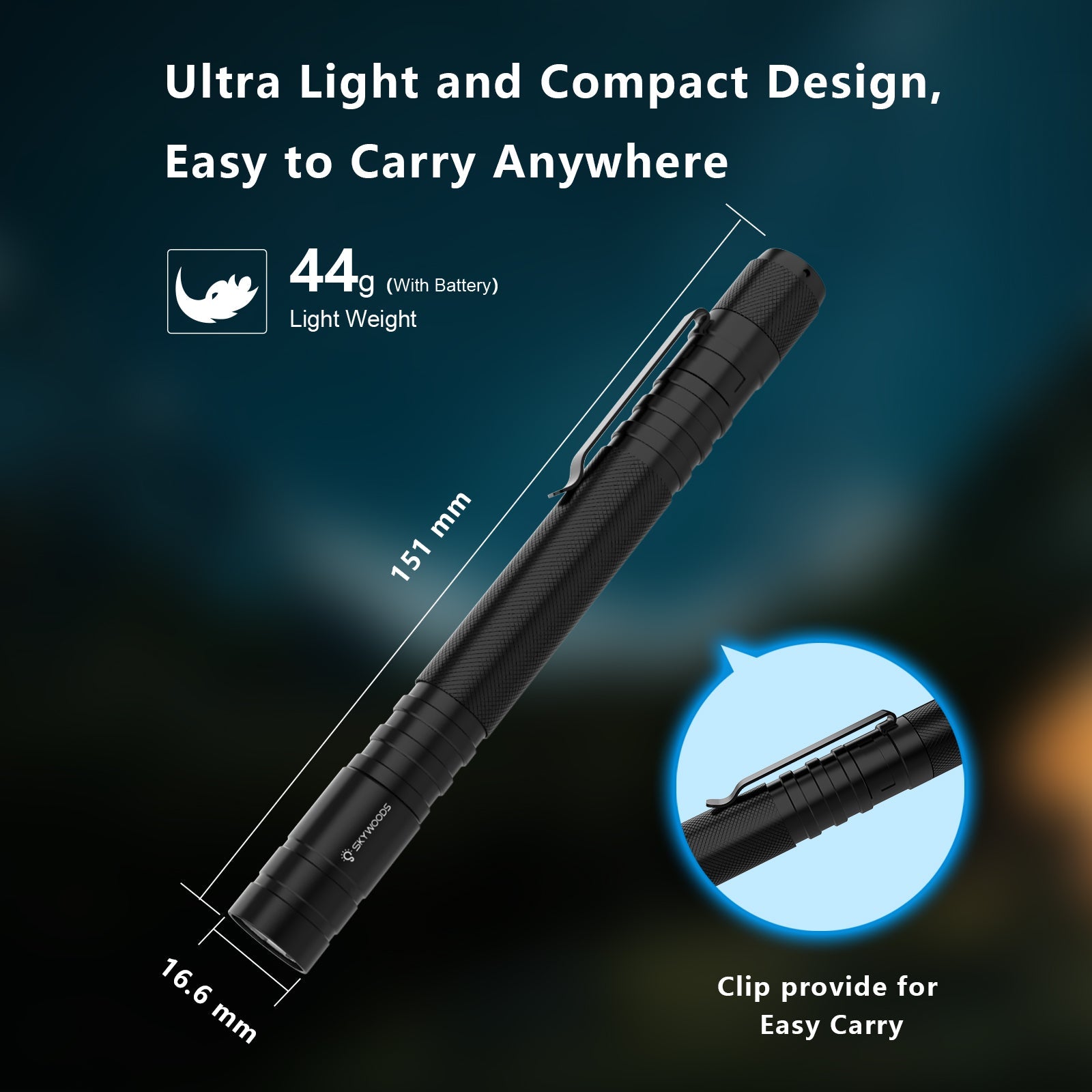 Skywoods 270 Lumen Zoomable Pen Light Fix P3