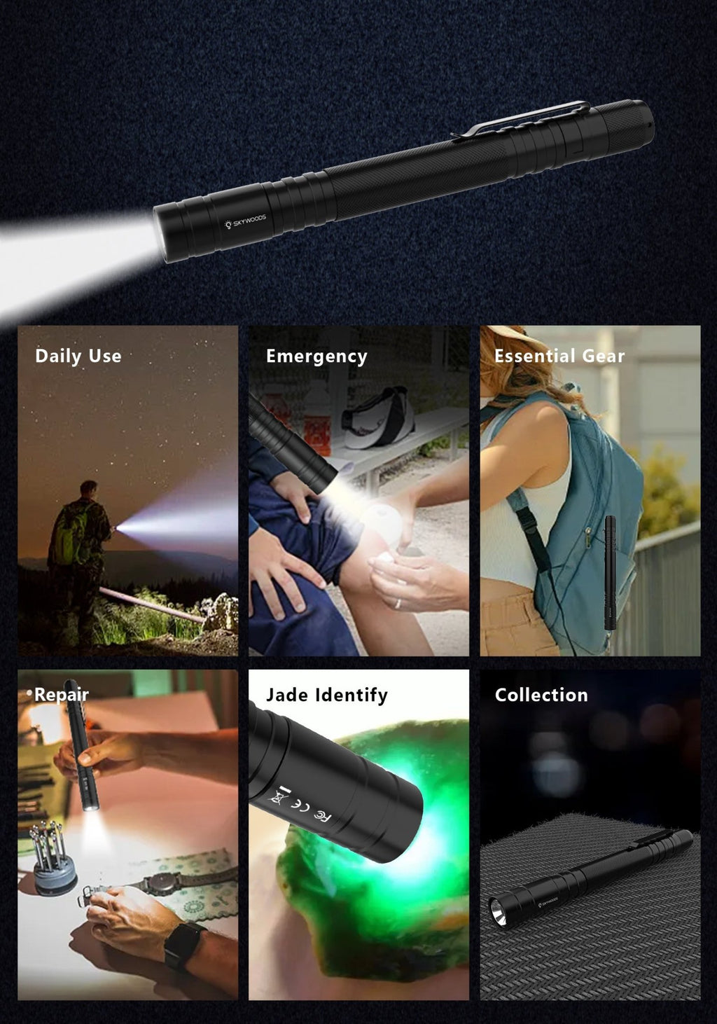 Skywoods 270 Lumen Zoomable Pen Light Fix P3