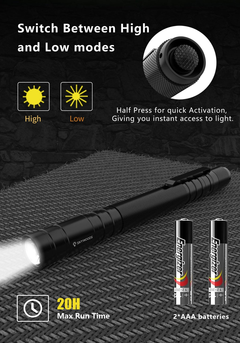 Skywoods 270 Lumen Zoomable Pen Light Fix P3