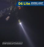 Skywoods D6 Lite 2000 Lumen Dive Torch | Travel Friendly SCUBA Light