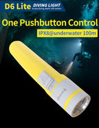 Skywoods D6 Lite 2000 Lumen Dive Torch | Travel Friendly SCUBA Light