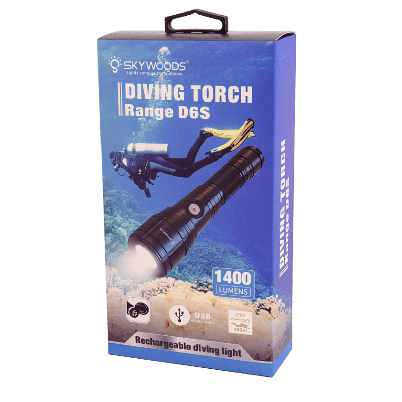 Skywoods D6S 1400 Lumen Zoomable Dive Torch