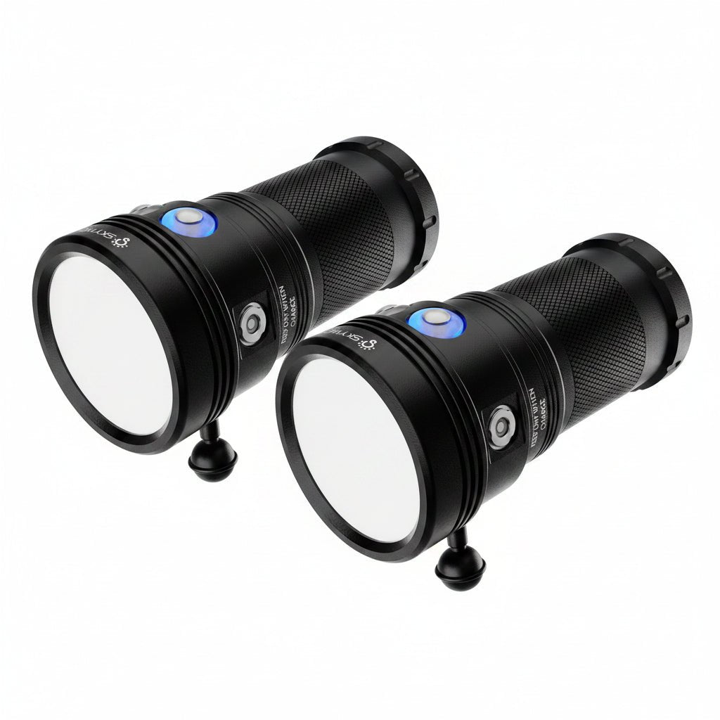 Skywoods Dual 7000 Lumen Underwater Video Light Package with Spare Batteries